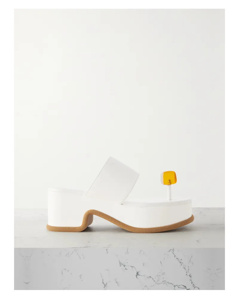 Dries van Noten Mules Aus Leder Mit Verzierung - Weiß Weiß