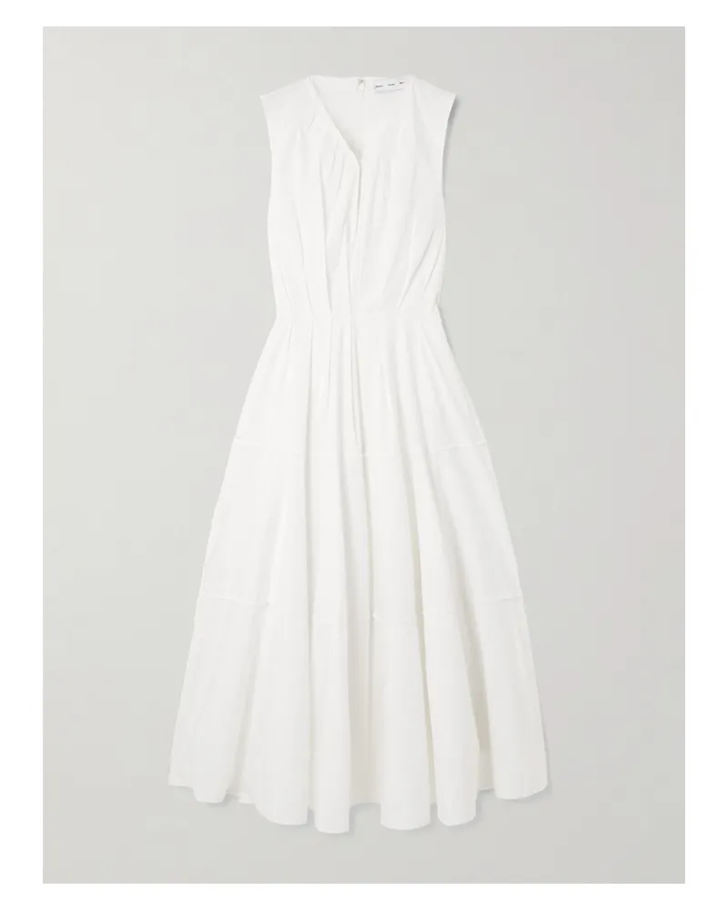 Proenza Schouler Kailey Midi-hemdblusenkleid Aus Popeline Aus Einer Baumwollmischung Mit Falten - Weiß Weiß