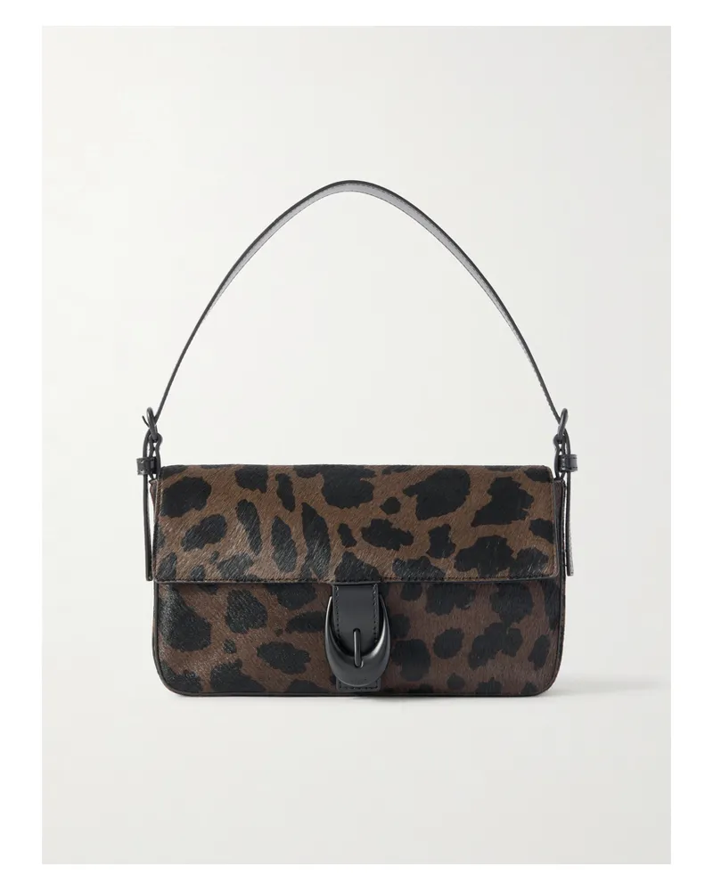 STAUD Harlow Buckled Leopard-print Calf Hair Shoulder Bag - Animal print Animal