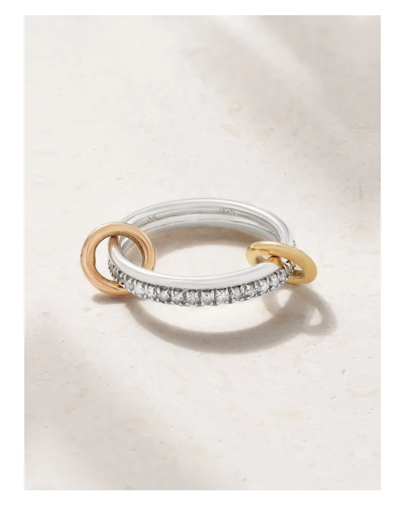 Spinelli Kilcollin Marigold Set Aus Zwei Ringen Aus 18 Karat Gelb- Und Roségold Und Sterlingsilber Mit Diamanten Silber