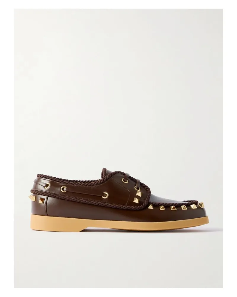Valentino Garavani Palm Avenue Bootsschuhe Aus Leder Mit Nieten - Braun Braun