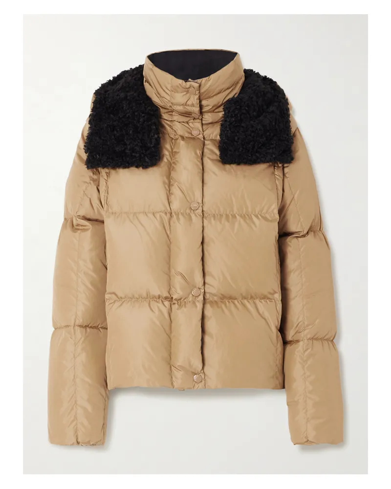 Moncler Castelnou Daunenjacke Aus Gestepptem Shell Mit Kapuze, Fleece-besatz Und Applikation - Braun Braun