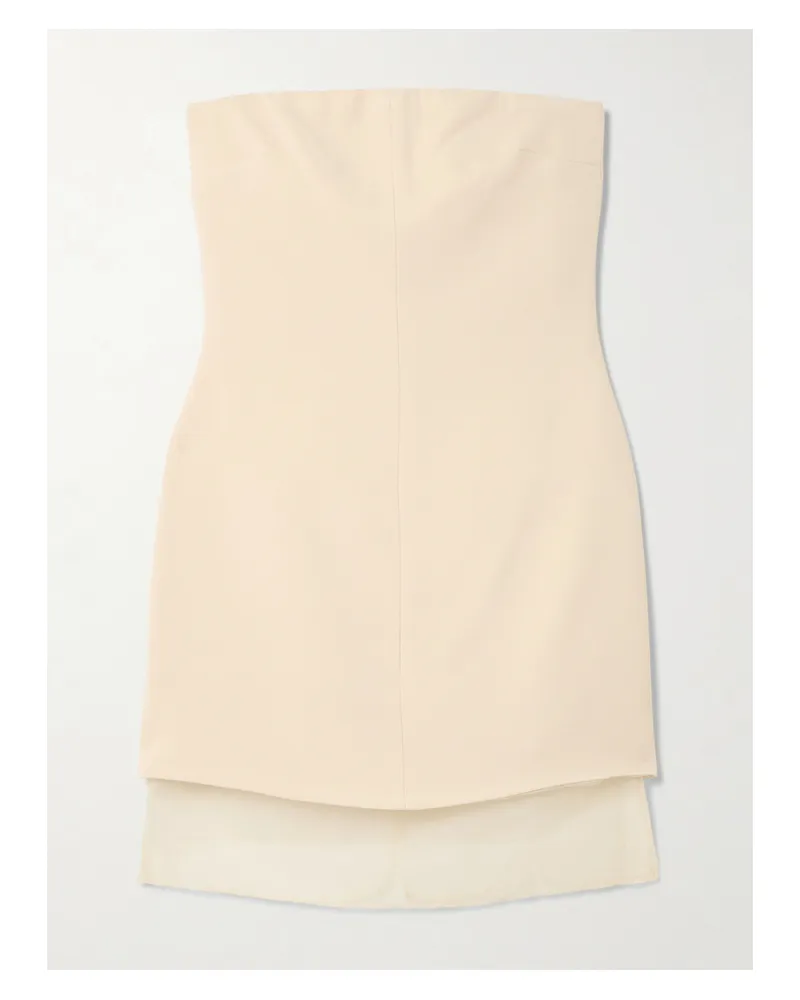 Esse Studios Issia Trägerloses Minikleid Aus Crêpe Mit Besatz Aus Seidenorganza - Creme Creme