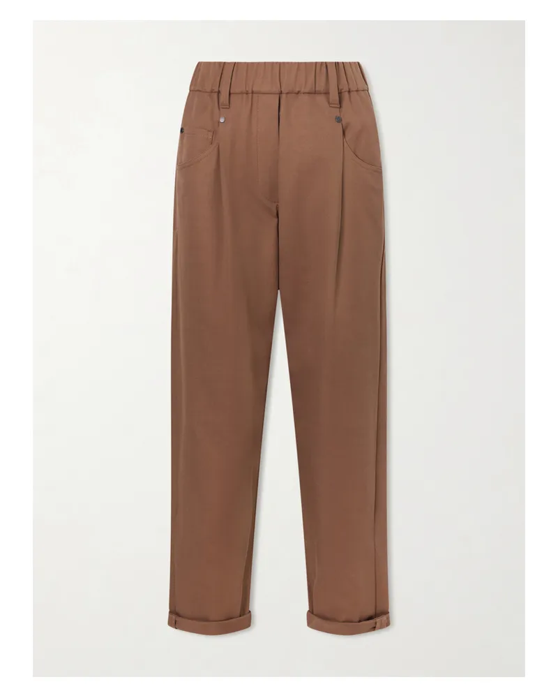 Brunello Cucinelli Cotton-blend Twill Straight-leg Pants - Brown Brown