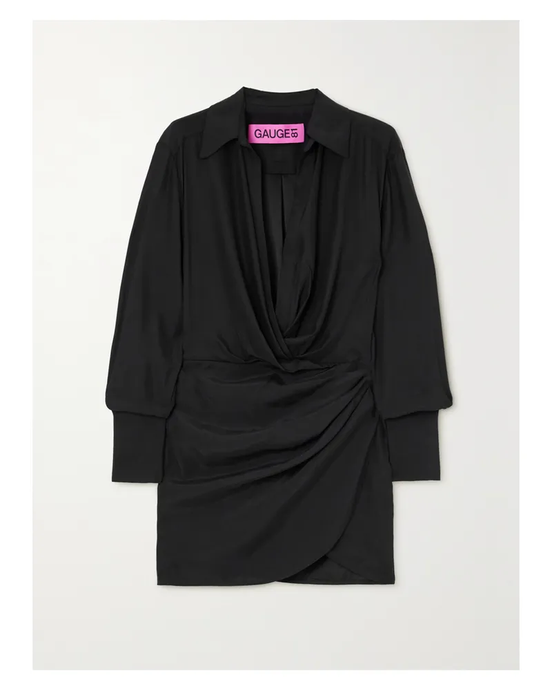 GAUGE81 Naha Mini-hemdblusenkleid Aus Seide Mit Wickeleffekt - Schwarz Schwarz