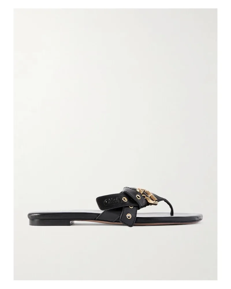 Chloé Mae Zehensandalen Aus Leder Mit Verzierung - Schwarz Schwarz