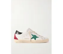 Super-star Sneakers Aus Leder Und Veloursleder In Distressed-optik - Weiß