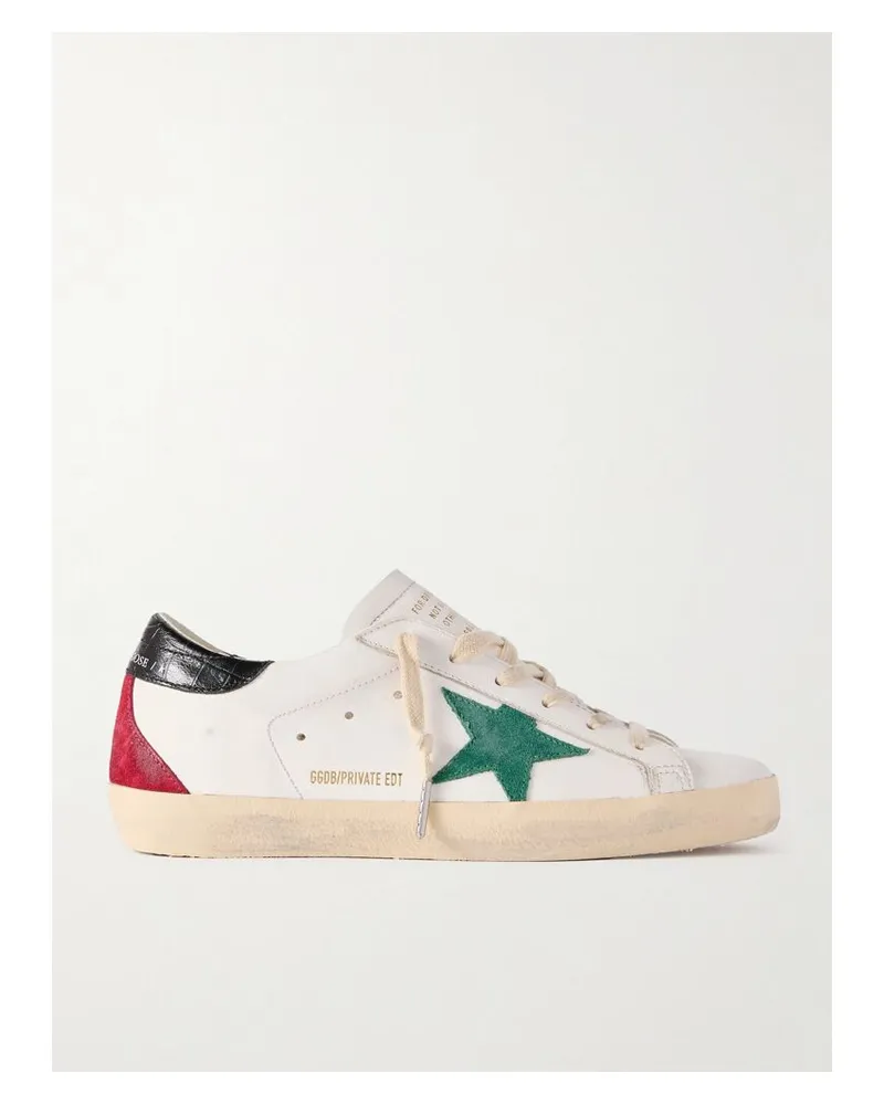 Golden Goose Super-star Sneakers Aus Leder Und Veloursleder In Distressed-optik - Weiß Weiß