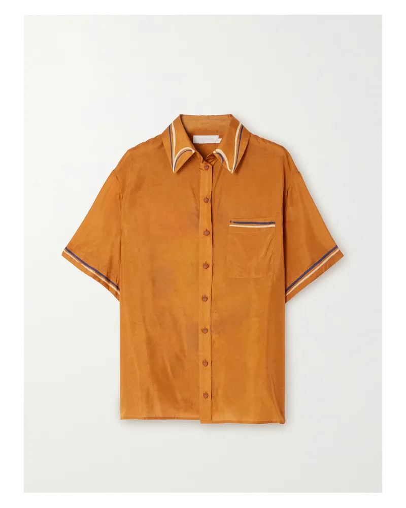 Zimmermann Net Sustain Alight Hemd Aus Bedrucktem Bioseidensatin - Braun Braun