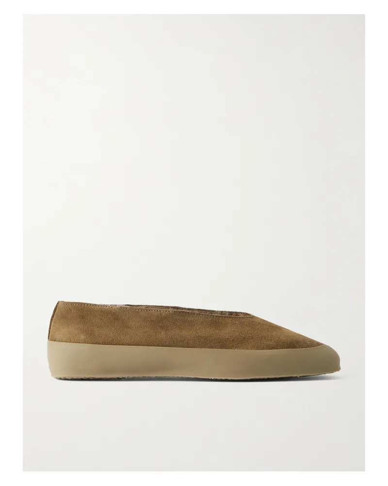 Le Monde Béryl Shearling-lined Suede Ballet Flats - Neutrals Neutrals