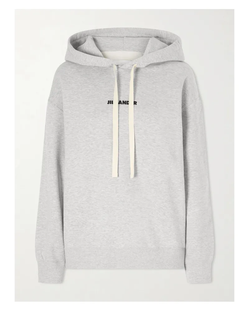 Jil Sander Printed Cotton-jersey Hoodie - Gray Gray