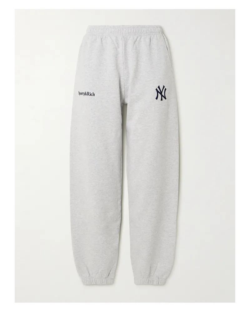 SPORTY & RICH 47 & The New York Yankees Jogginghose Aus Baumwoll-jersey Mit Stickereien - Grau Grau