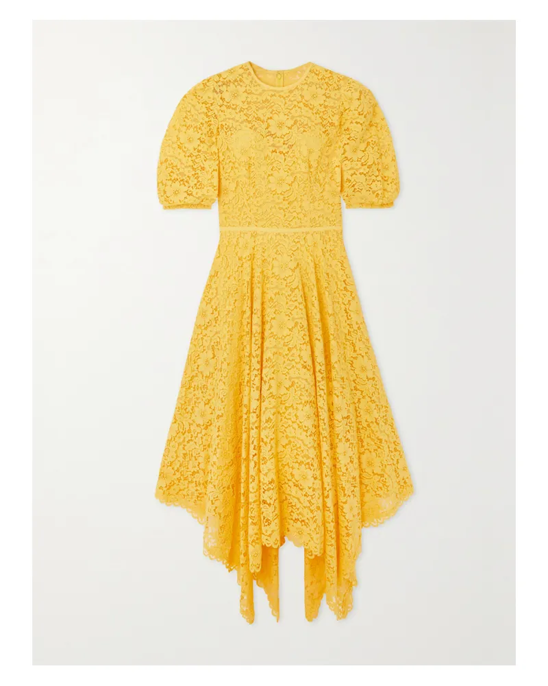 COSTARELLOS Julane Asymmetrisches Kleid Aus Spitze - Gelb Gelb