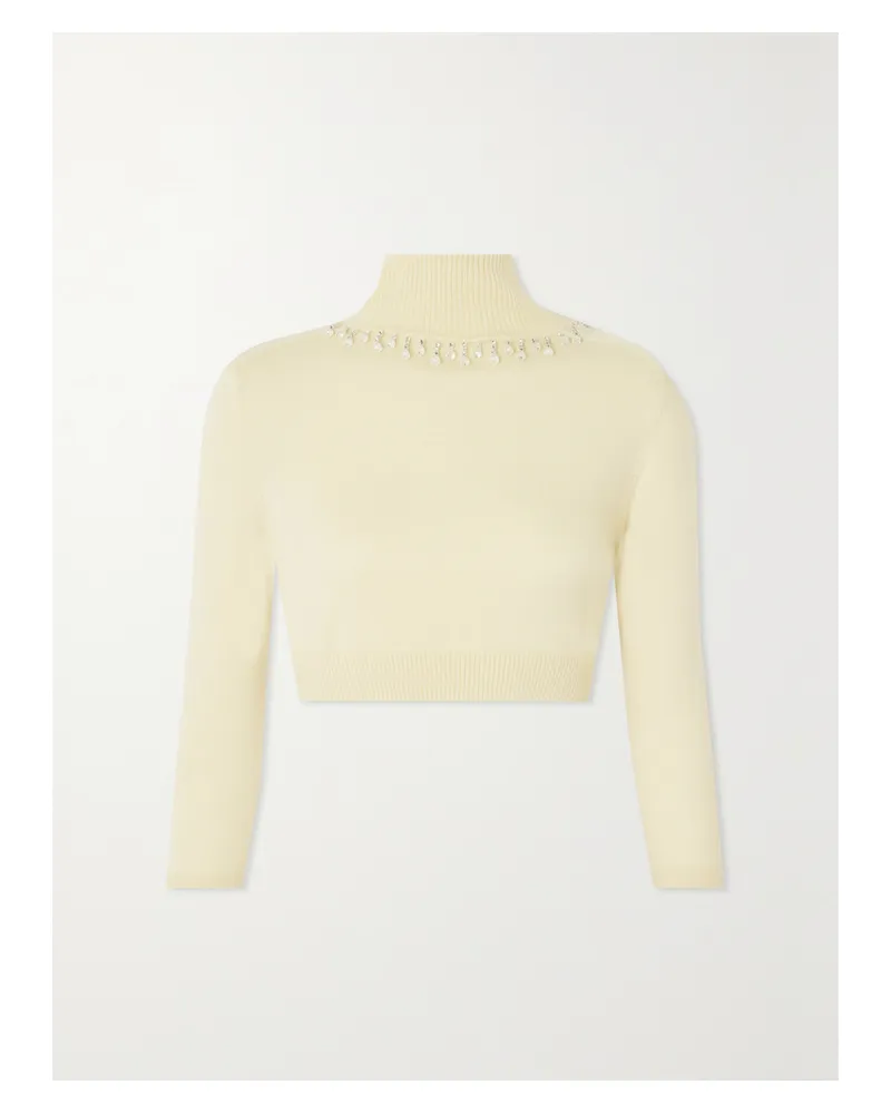 Zimmermann Net Sustain Matchmaker Verkürzter Pullover Aus Merinowolle Mit Stehkragen Und Kristallen - Gelb Gelb