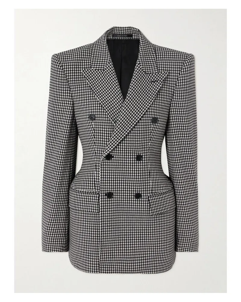 Balenciaga Hourglass Doppelreihiger Blazer Aus Wolle Mit Hahnentrittmuster - Grau Grau