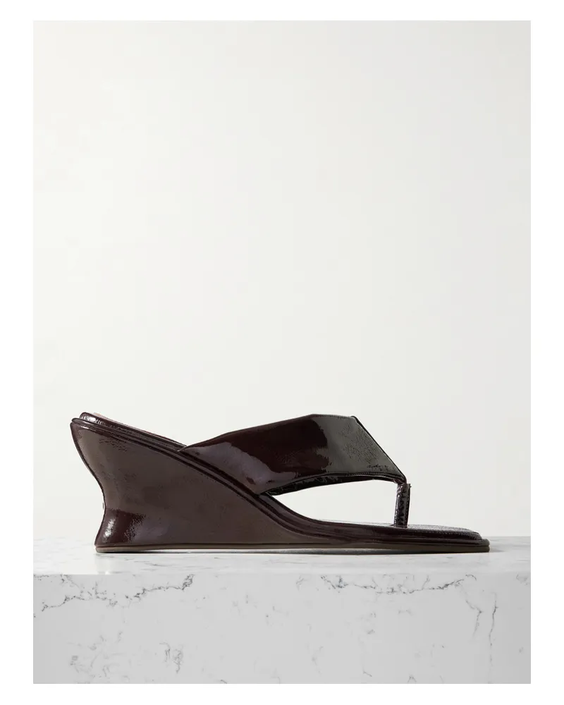 St. Agni Mules Aus Lackleder Mit Keilabsatz - Burgunder Burgunder