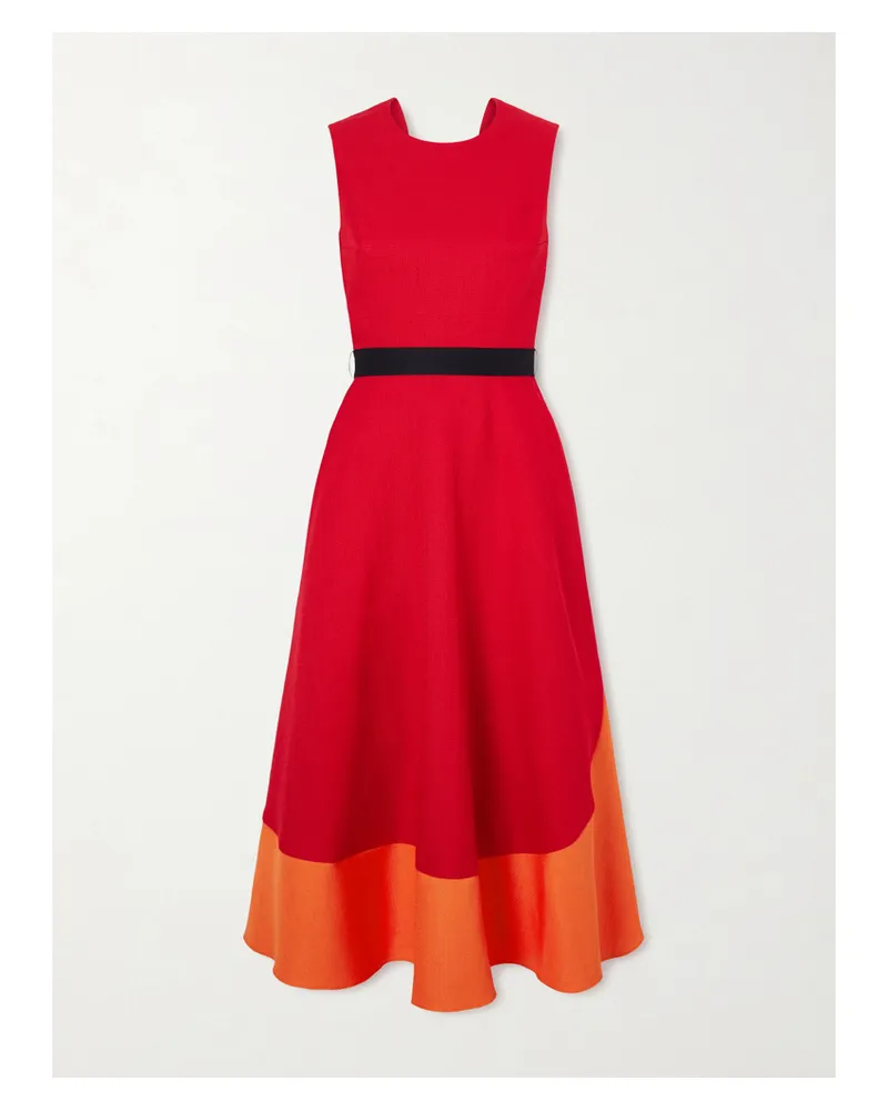 Roksanda Ilincic Mire Belted Woven Midi Dress - Red Red
