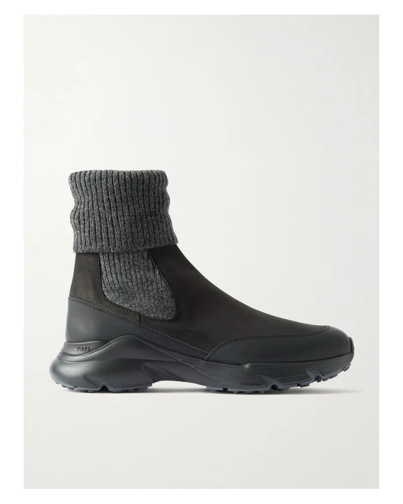 TOD'S Sneakers Aus Stretch-strick, Leder Und Gummi - Grau Grau
