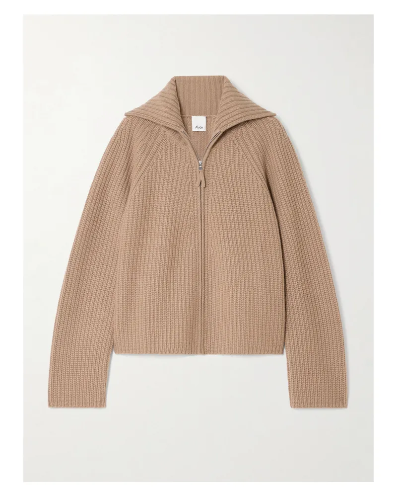 ALLUDE Cardigan Aus Einer Gerippten Woll-kaschmirmischung - Braun Braun