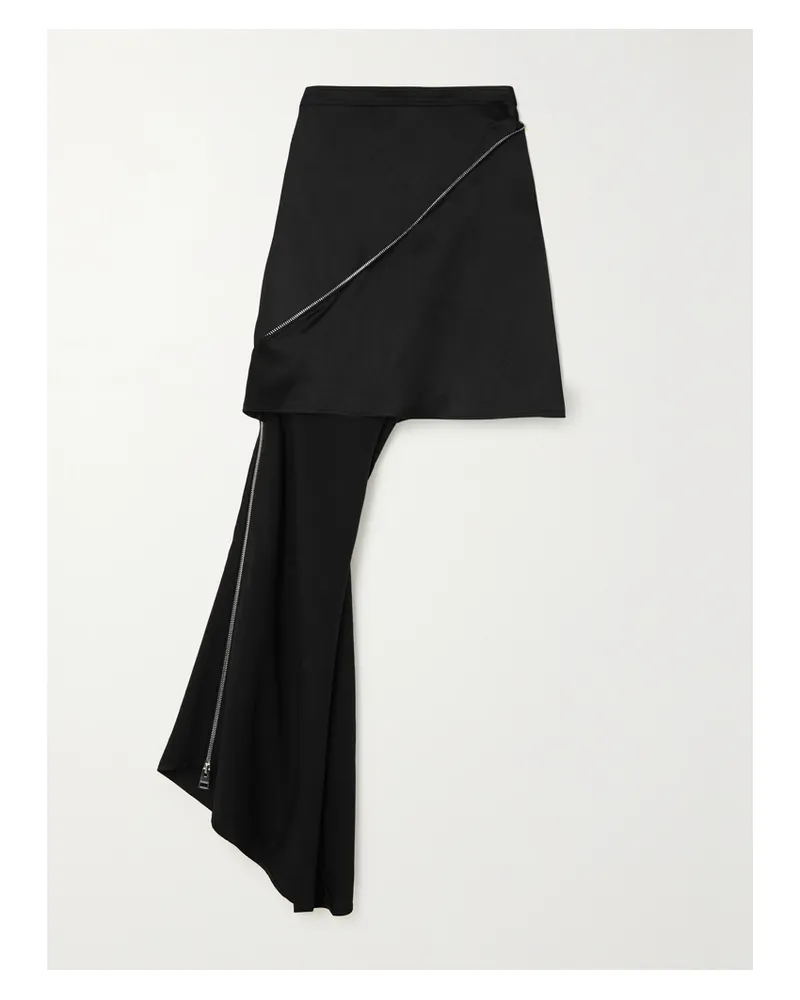 J.W.Anderson Asymmetrischer Minirock Aus Satin Mit Reißverschluss - Schwarz Schwarz
