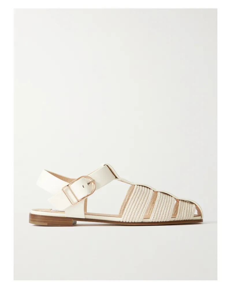 Gabriela Hearst Calla Sandalen Aus Gestreiftem Häkelmaterial Und Leder - Weiß Weiß