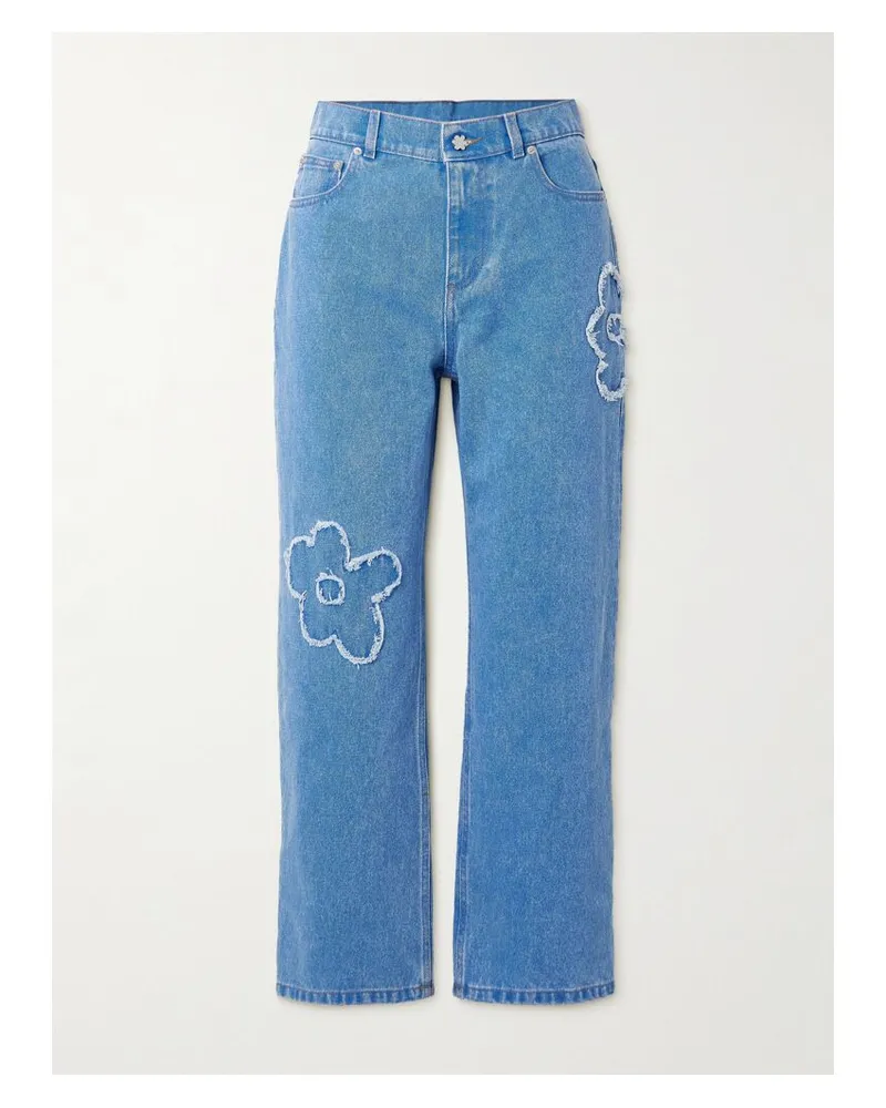 Marni Verkürzte, Halbhohe Jeans Mit Geradem Bein Und Applikationen - Blau Blau