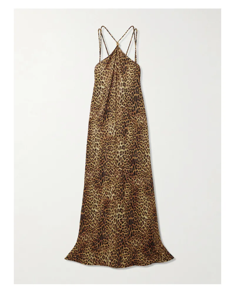 Melissa Odabash Sage Maxikleid Aus Voile Mit Leopardenprint Und Neckholder - Animal-Print Animal-print