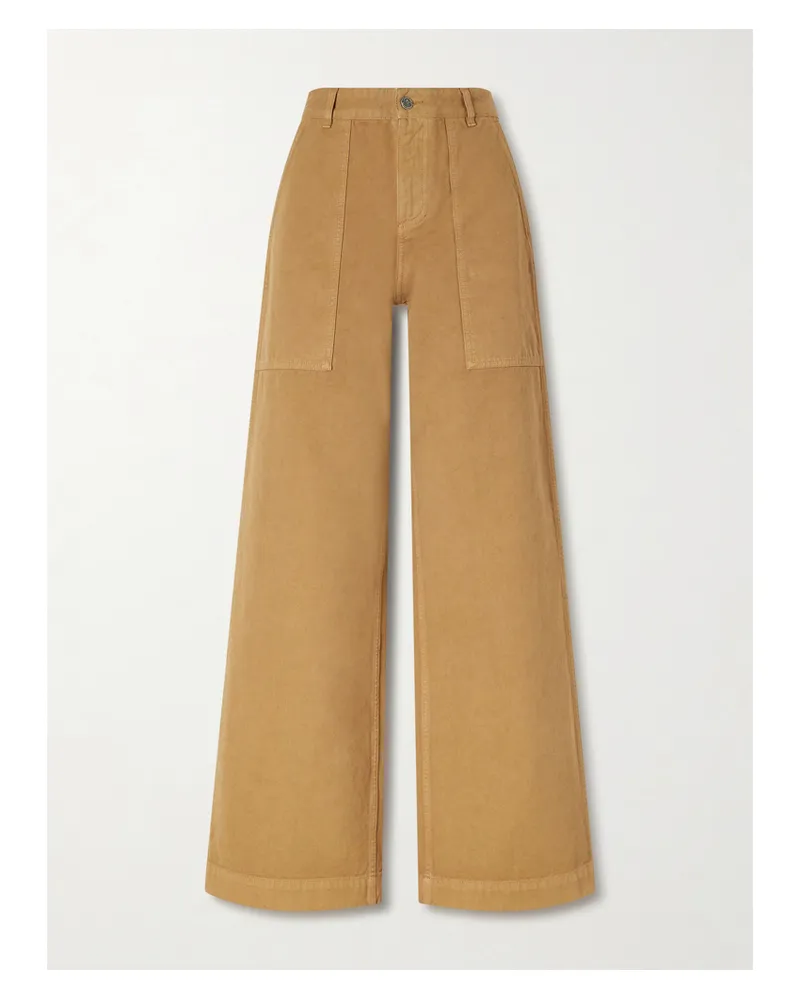 Moncler Wide-leg Cotton-canvas Trousers - Brown Brown