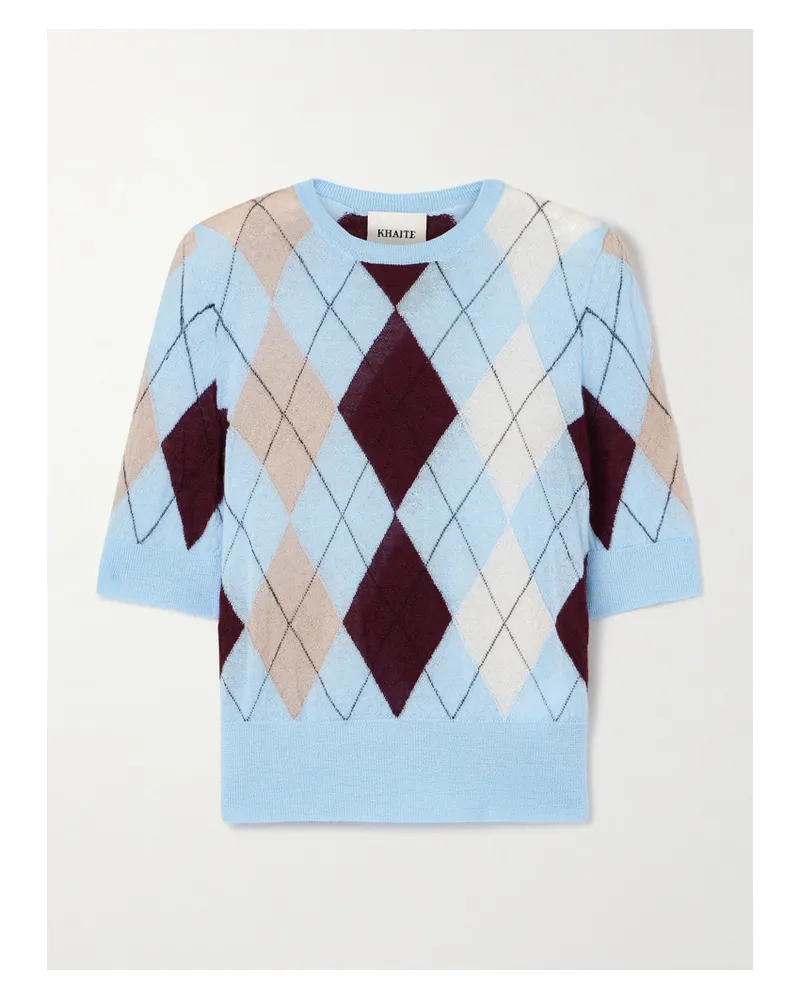 KHAITE Anders Pullover Aus Einer Kaschmir-mohairmischung Mit Argyle-muster - Blau Blau