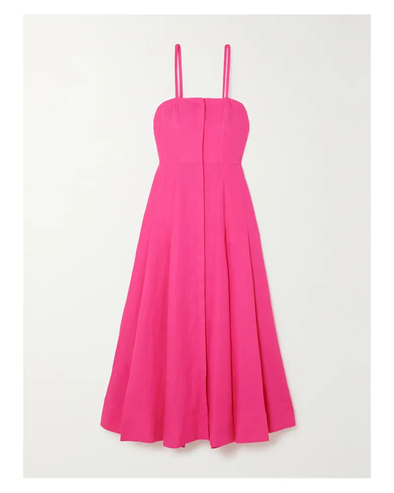 Gabriela Hearst Margritte Midikleid Aus Leinen Mit Falten - Pink Pink