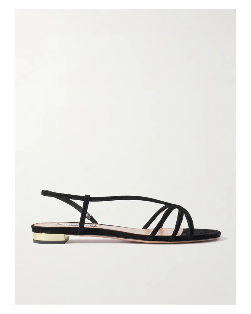 Aquazzura Talk To Me Slingback-sandalen Aus Veloursleder - Schwarz Schwarz