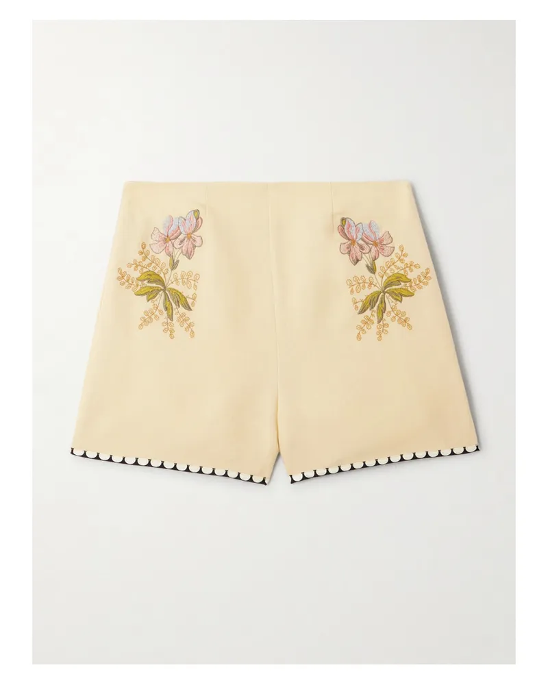 Valentino Garavani Shorts Aus Canvas Mit Stickereien - Creme Creme