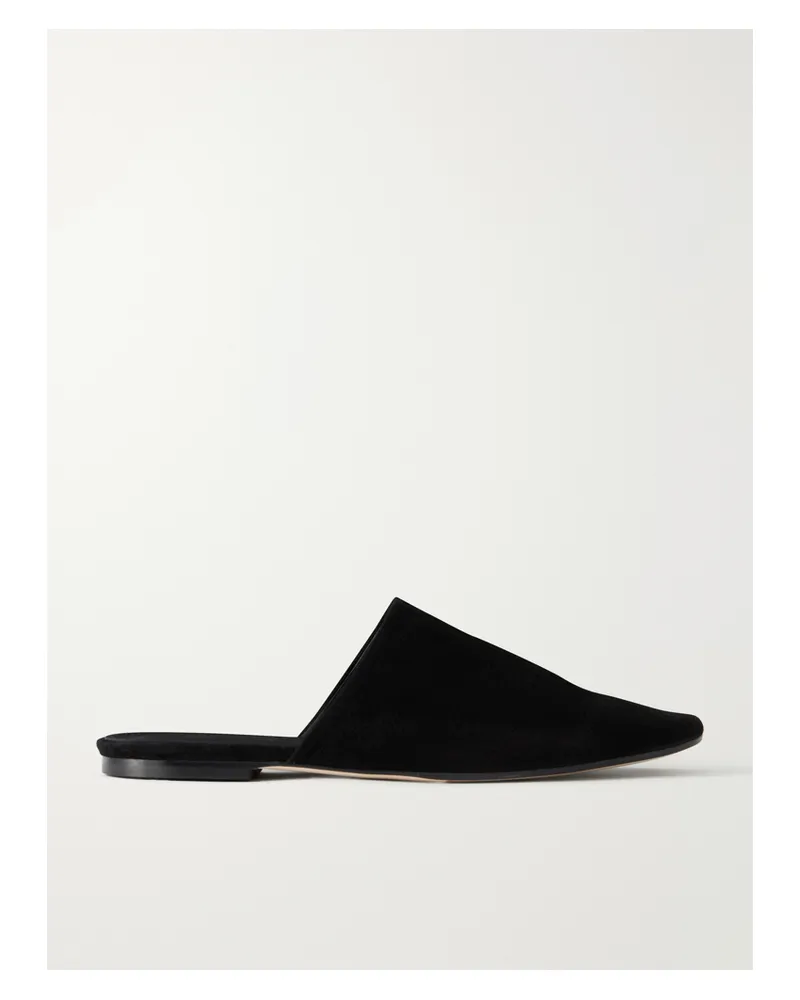 aeyde Rega Suede Slides - Black Black