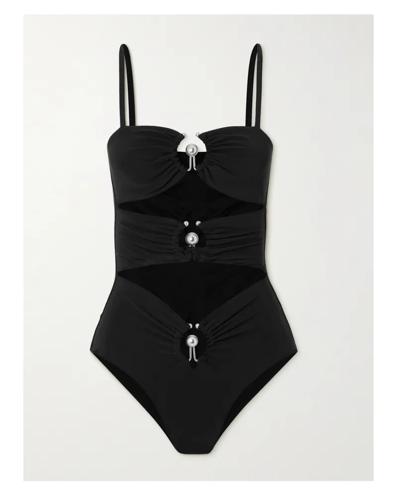 Christopher Esber Cutout Embellished Swimsuit - Black Black