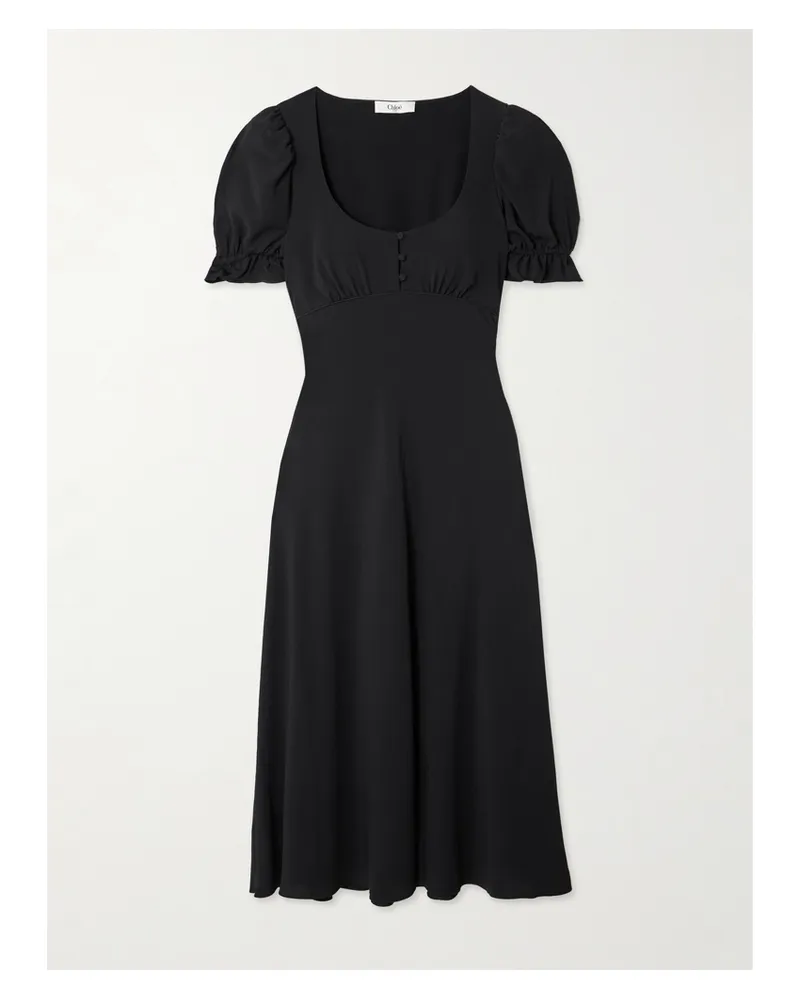 Chloé Midikleid Aus Crêpe De Chine - Schwarz Schwarz