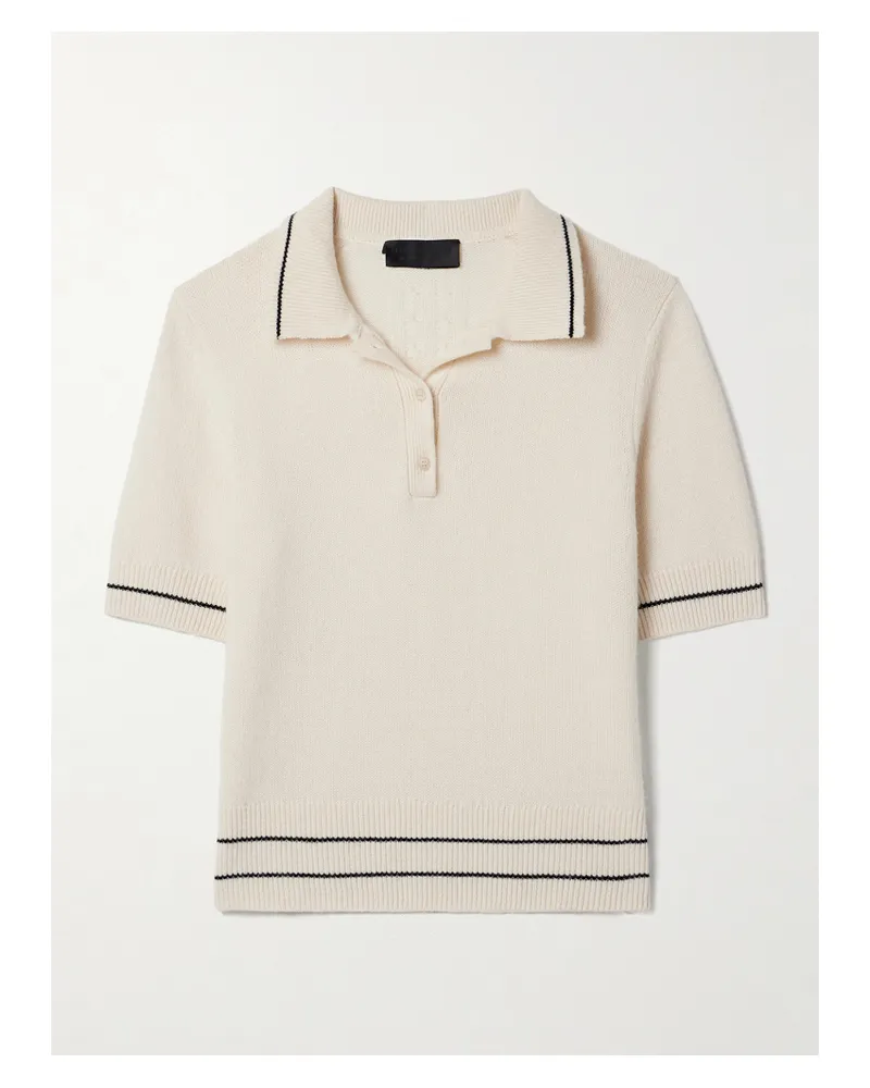 Nili Lotan Carline Pullover Aus Kaschmir Mit Streifen Und Polokragen - Elfenbein Elfenbein