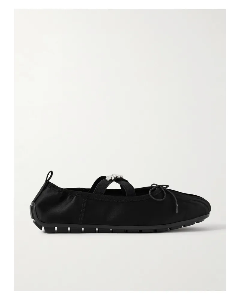 Simone Rocha Flache Schuhe Aus Shell Mit Falten Und Kunstperlen - Schwarz Schwarz