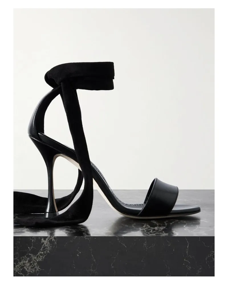 Manolo Blahnik Chastana 105 Sandalen Aus Leder Mit Velourslederbesatz - Schwarz Schwarz