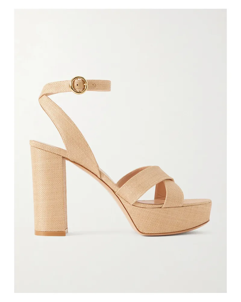 Gianvito Rossi Sabrina Haiti 70 Plateausandalen Aus Raffiabast - Neutral Neutral