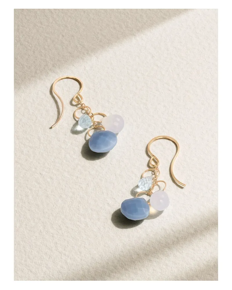 Melissa Joy Manning Ohrringe Aus Recyceltem 14 Karat Gold Mit Mehreren Steinen Gold
