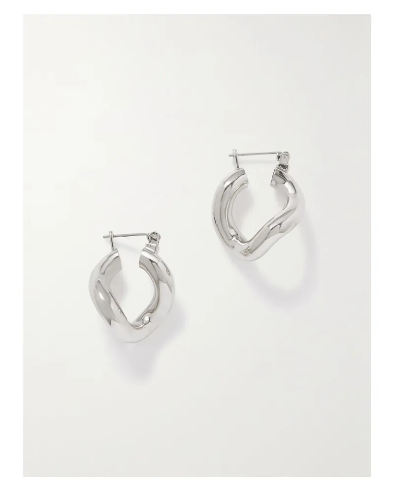 Laura Lombardi Net Sustain Mini Anima Creolen Aus Recyceltem Messing Mit Platinauflage - Silber Silber