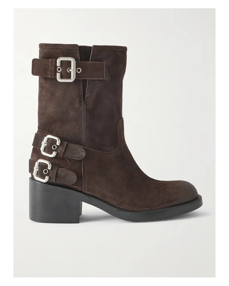 Chloé Dakota Stiefel Aus Veloursleder Mit Schnallen - Braun Braun