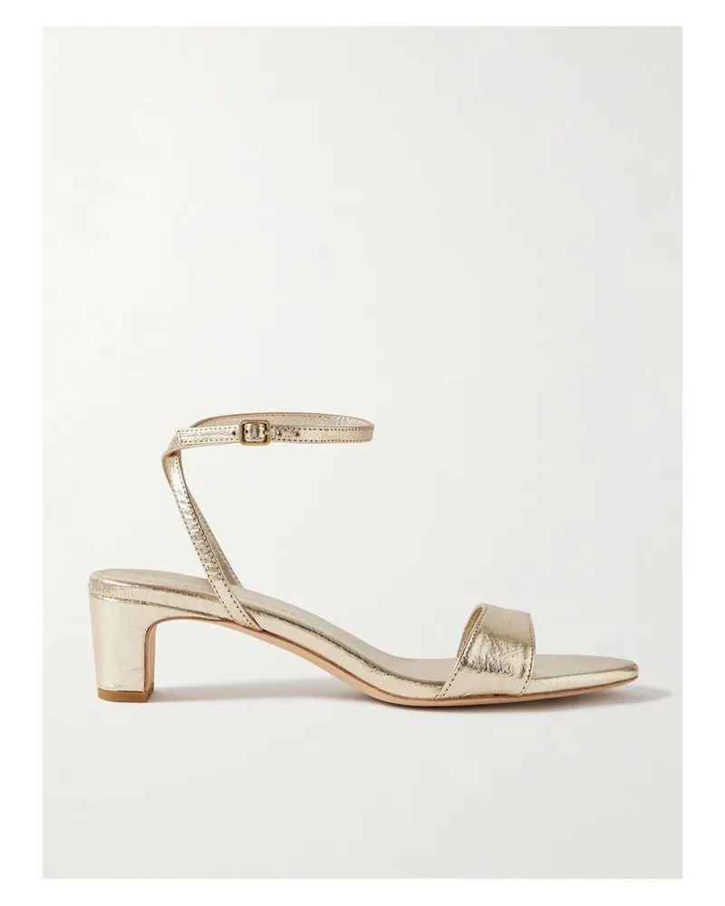 Loeffler Randall Alice Sandalen Aus Craquelé-leder In Metallic-optik - Gold Gold