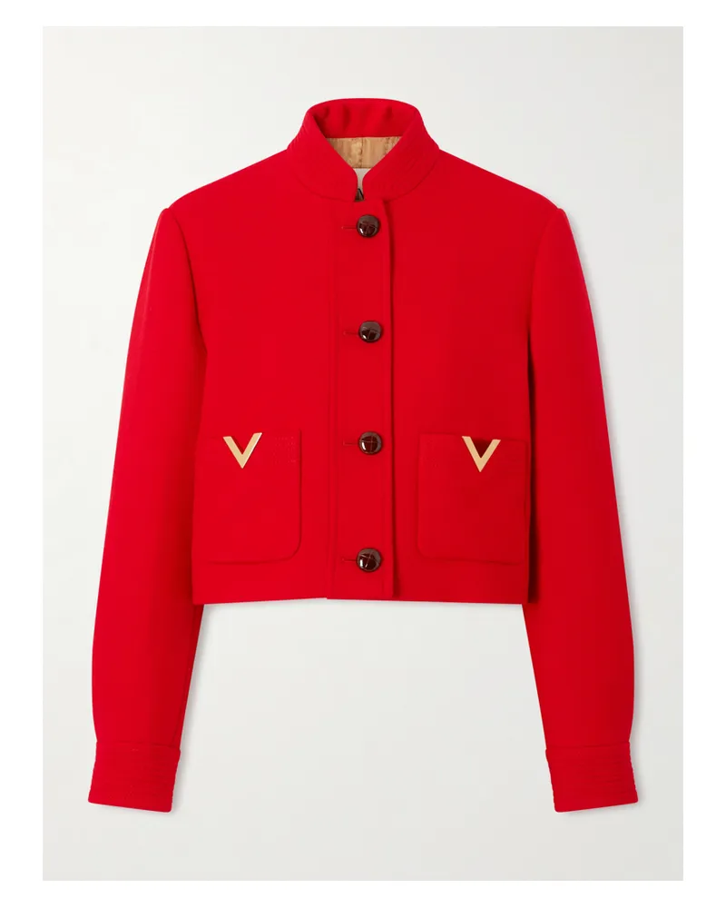 Valentino Garavani Jacke Aus Drillich Aus Einer Woll-seidenmischung Mit Verzierungen - Rot Rot