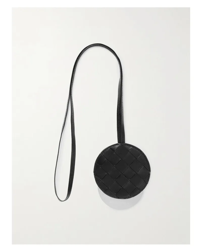 Bottega Veneta Handspiegel Mit Hülle Aus Intrecciato-leder Und Band - Schwarz Schwarz