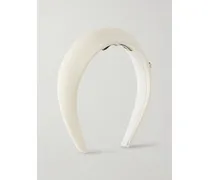 Domi Embellished Twill Headband - White