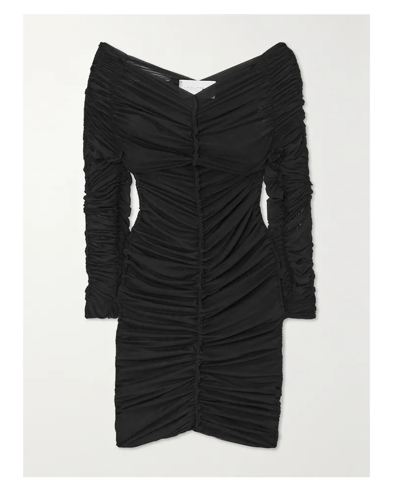 AZ FACTORY Ester Manas Gerafftes Minikleid Aus Stretch-mesh - Schwarz Schwarz