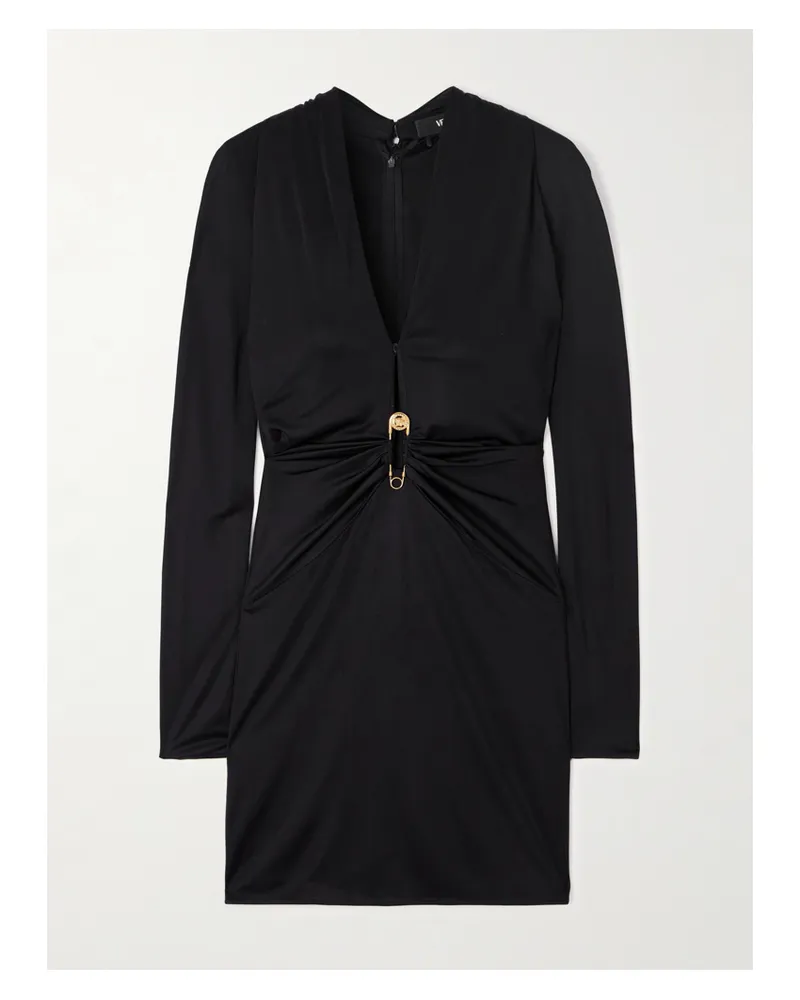 Versace Minikleid Aus Jersey Mit Verzierung - Schwarz Schwarz