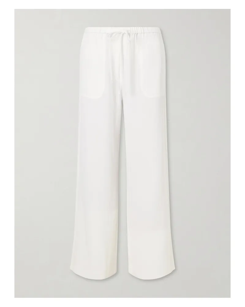Totême Striped Woven Wide-leg Pants - White White
