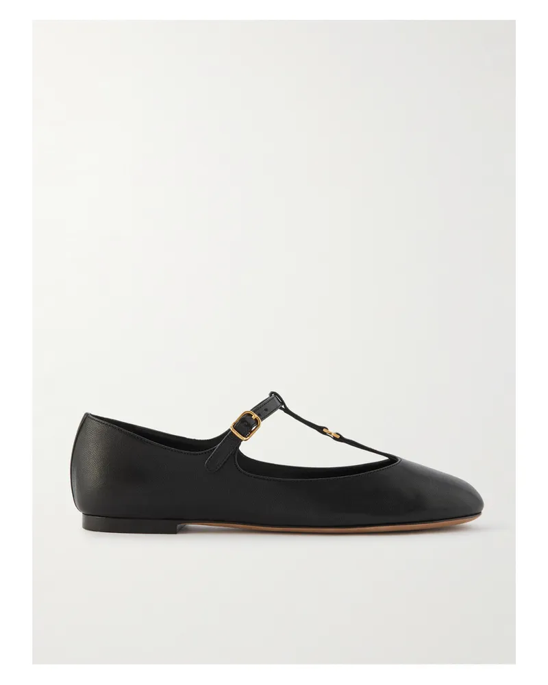 Chloé Marcie Embellished Leather Ballet Flats - Black Black